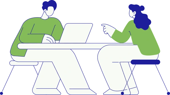 Illustration centre de formation Illustration d'une formatrice avec deux apprenants