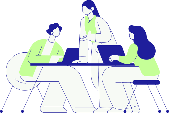 Illustration centre de formation Illustration d'une formatrice avec deux apprenants